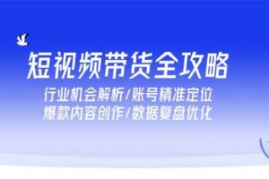 （15089期）短视频带货全攻略，行业机会解析/账号精准定位/爆款内容创作/数据复盘优化
