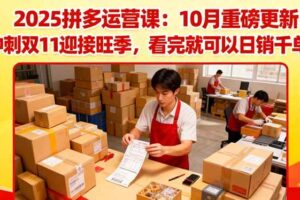 （16400期）2025拼多多运营课：10月重磅更新：冲刺双11迎接旺季，看完就可以日销千…