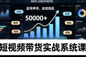 (16702期)短视频带货实战系统课,起号养号、选品剪辑、全域测品,新手30天破局月佣金50000+