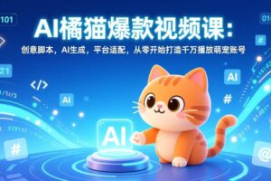 (17091期)AI橘猫爆款视频课:创意脚本,AI生成,平台适配,从零开始打造千万播放萌宠账号