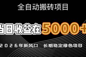 (17115期)2026年新风口赛道,当日6000+以上,可批量放大,月收入20万+,长期绿色稳定的项目
