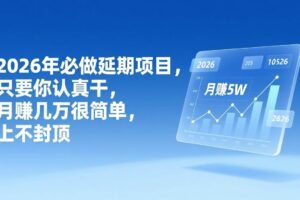 (17187期)2026年延期项目,只要你认真干,月赚几万很简单,上不封顶