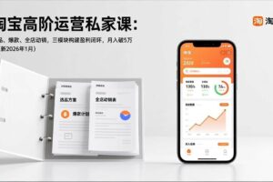 （17280期）淘宝高阶运营私家课：选品、爆款、全店动销，三模块构建盈利闭环，月入破5万（更新26年1月）
