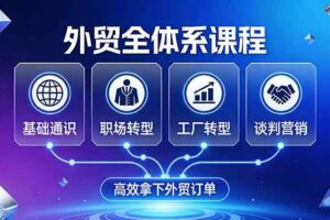 (17643期)外贸全体系课程:覆盖基础通识+职场转型+工厂转型+谈判营销,一套流程帮你高效拿下外贸订单