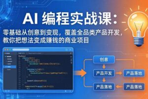 （17780期）AI编程实战课-第三期：零基础从创意到变现，覆盖全品类产品开发，把想法变成赚钱的商业项目